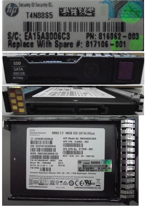 HPE 817106-001 480GB 2.5in SATA-6G SC Mixed Use G8 G9 SSD
