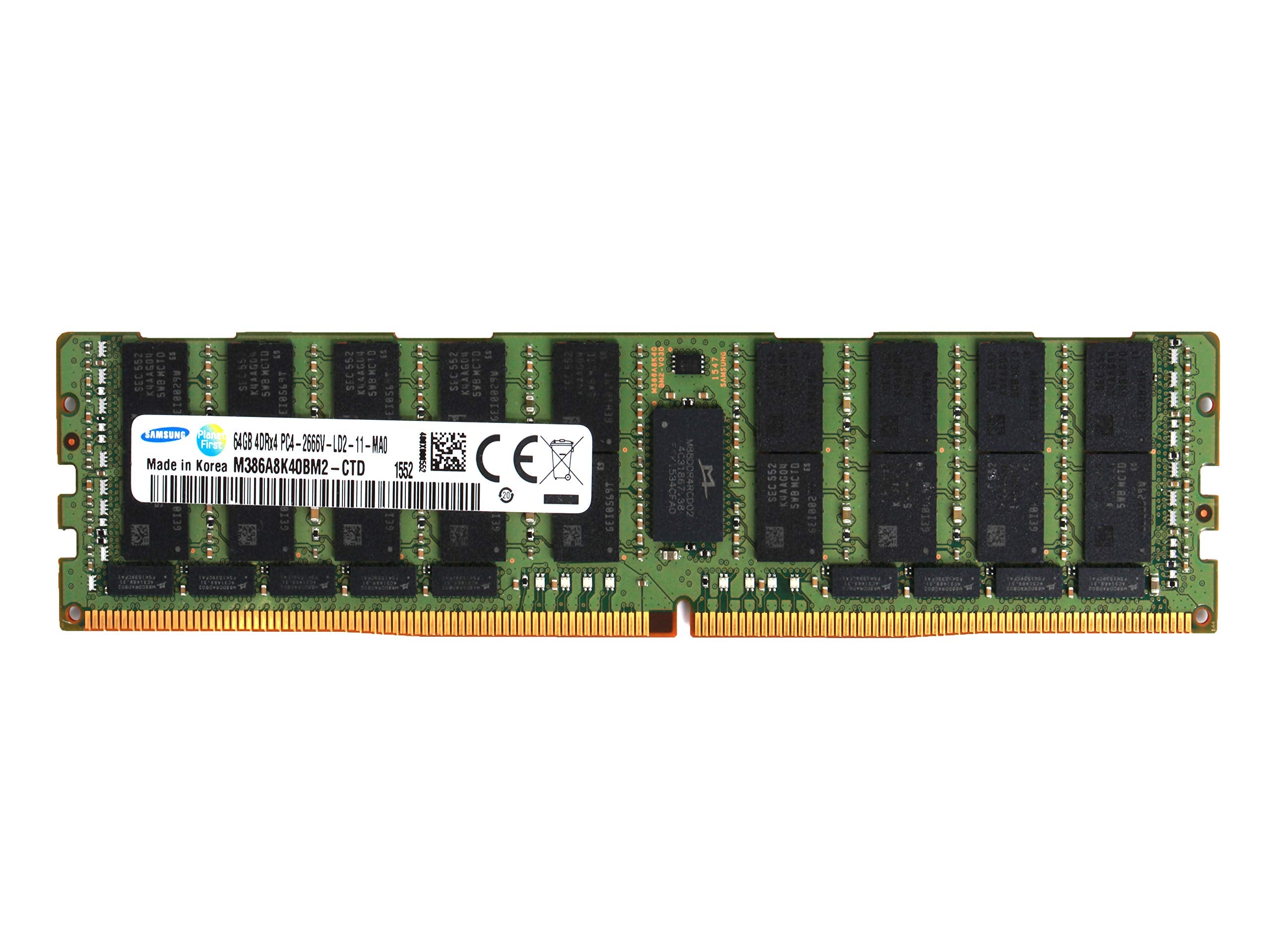 Samsung 64GB PC4-21300 DDR4-2666V-L Load Reduced 4DRX4 CL19 288 PIN 1.20V Memory Module LRDIMM M386A8K40BM2-CTD