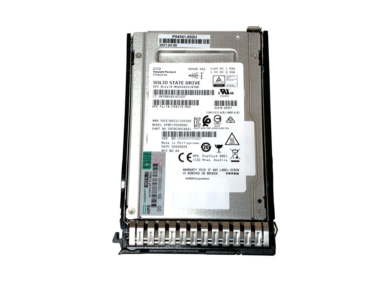 872359-K21 HPE 800GB SATA 6Gbps Write Intensive DS 2.5-Inch Solid State Drive with Smart Carrier