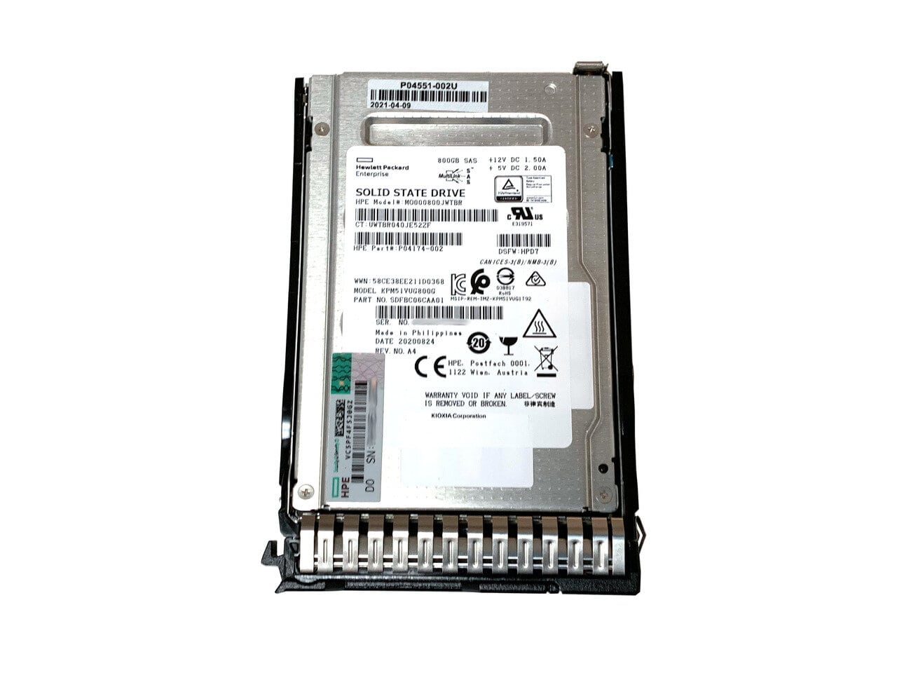 872376-H21 HPE 800GB SAS 12Gbps Mixed Use DS 2.5-Inch Solid State Drive with Smart Carrier