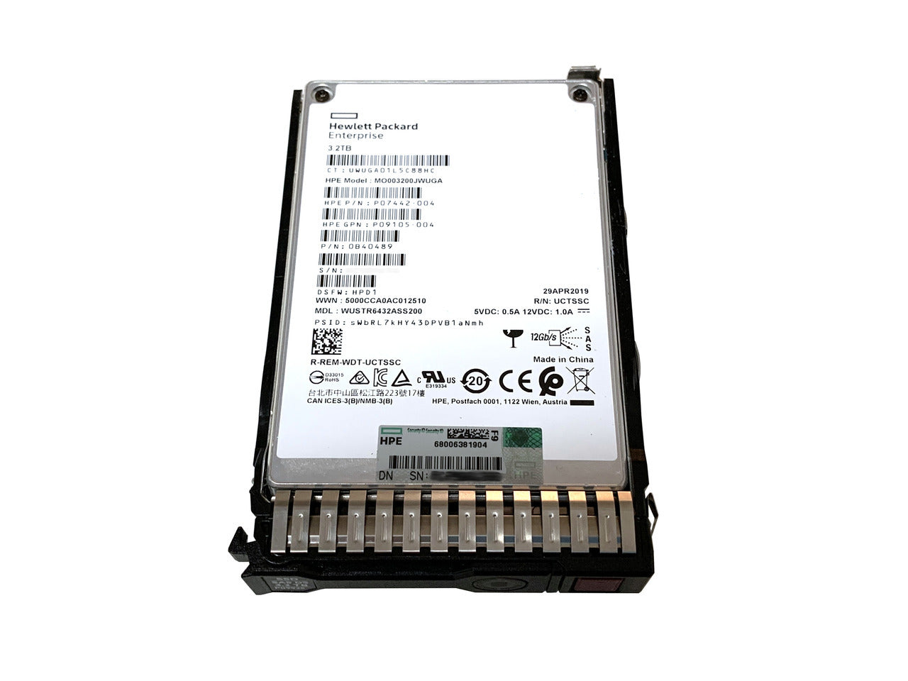 873367-X21 HPE 3.2TB SAS 12Gbps Mixed Use DS 2.5-Inch Solid State Drive with Smart Carrier