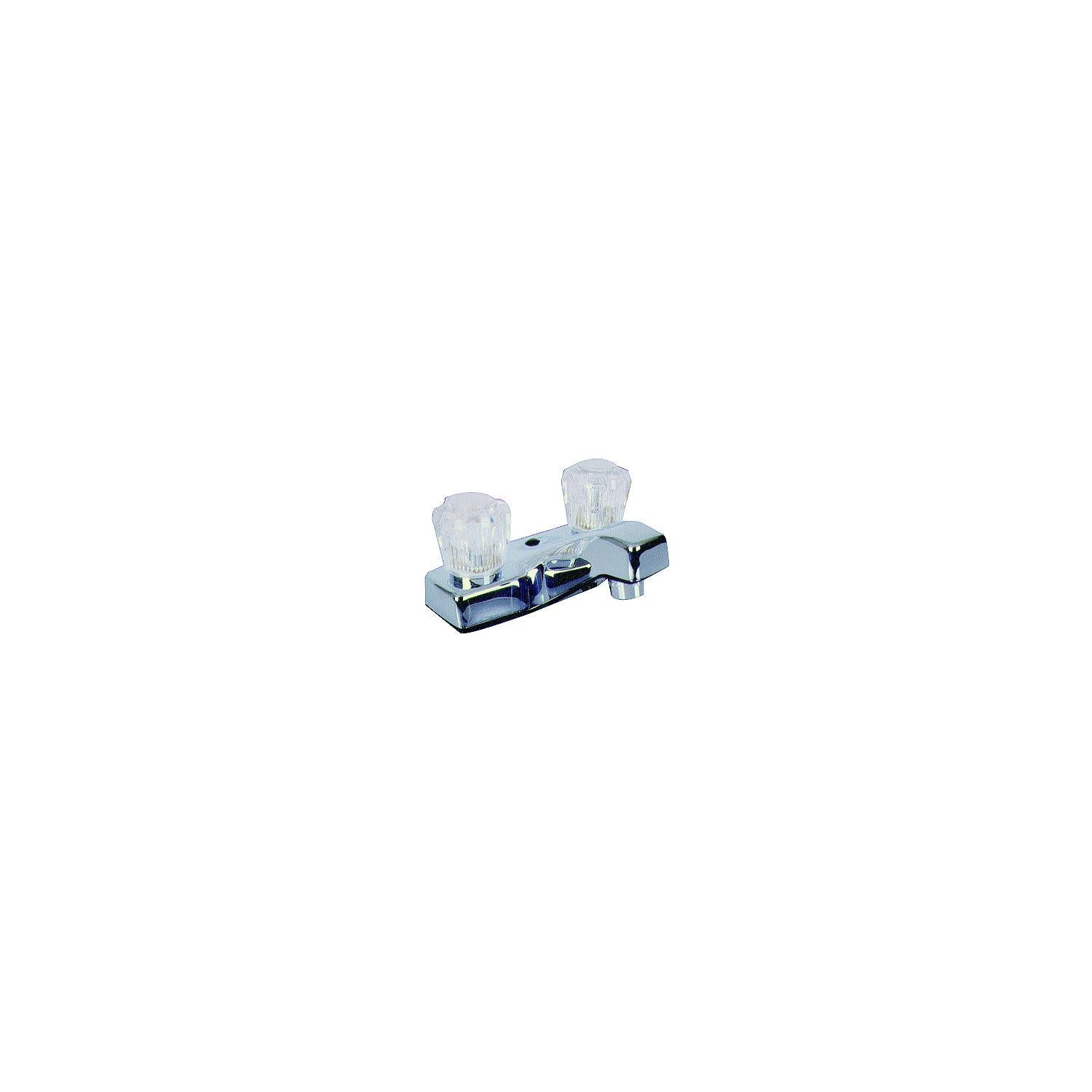 Valterra PF212307 Phoenix Chrome Finish Two Handle 4" Lavatory RV Bathroom, Faucet w/ Clear Acrylic Knobs
