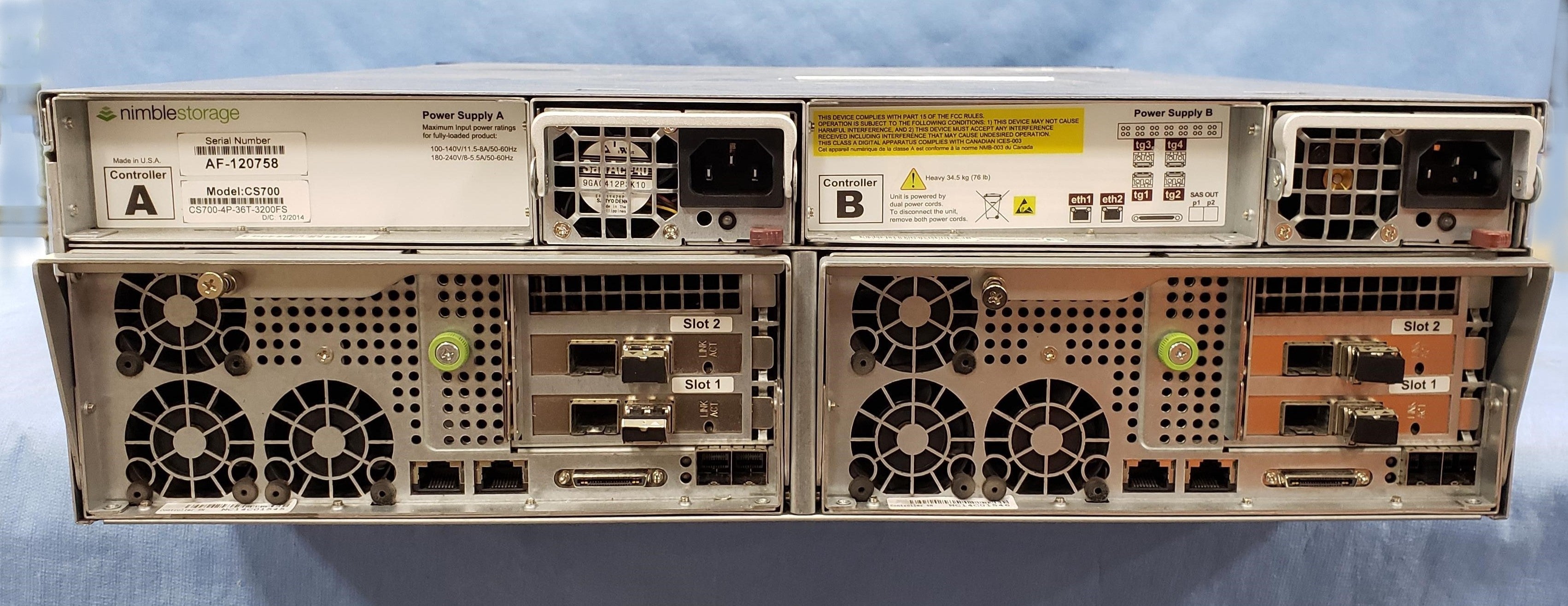 Nimble CS700 - 12 x 3TB 7.2K, 4 x 800GB SSD, 10Gbe