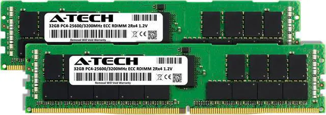 Alt view image 2 of 4 - A-Tech 64GB (2x32GB) 2Rx4 PC4-25600R DDR4 3200 MHz ECC RDIMM Registered DIMM 288-Pin Dual Rank x4 Server & Workstation RAM Memory Upgrade Kit