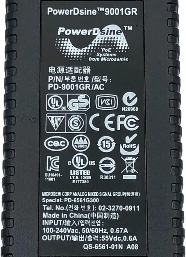 Alt view image 7 of 7 - NEW Genuine Microsemi 9001GR PoE Injector PD-9001GR/AC 802.3at 30W 55V Gigabit