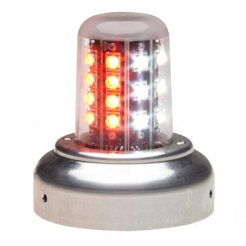 Whelen LED Rd/Wt Beacon, 28V (3.75""Adapt, FlyingLeads, Lower 01-0790520-15