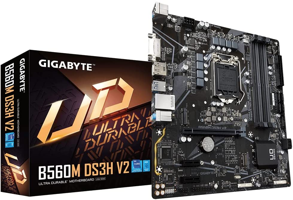 Gigabyte B560M DS3H V2 Socket LGA1200/ Intel B560/ DDR4/ SATA3&USB3.2/ M.2/ Micro ATX Motherboard Retail Box