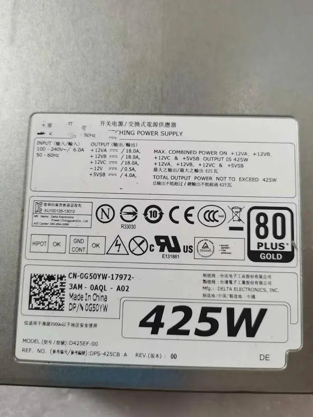 Main image of For Dell T3600 t3610 power supply 425W G50YW AC425EF Y6WWJ 03MFJ FFD0H