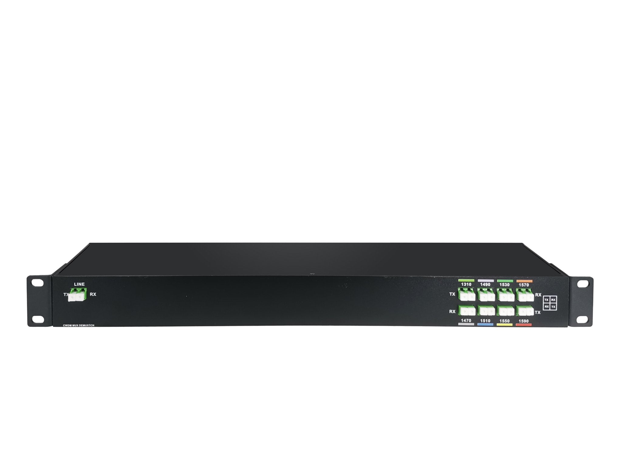 Single Fiber, 9CH CWDM Mux Demux, Side A RX 1270-1590nm or Side B RX 1290-1610nm, LC/UPC, 2.4dBLow Loss