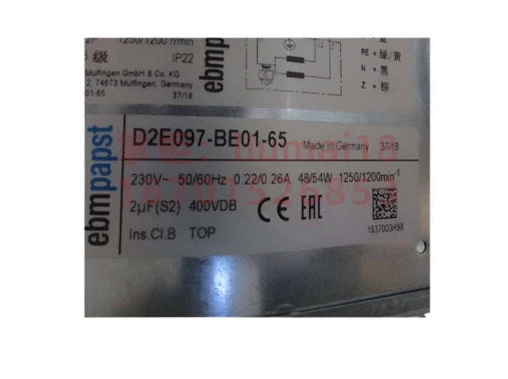 D2E097-BE01-65 ebmpapst Centrifugal Fan 230V 48W Inverter Fans