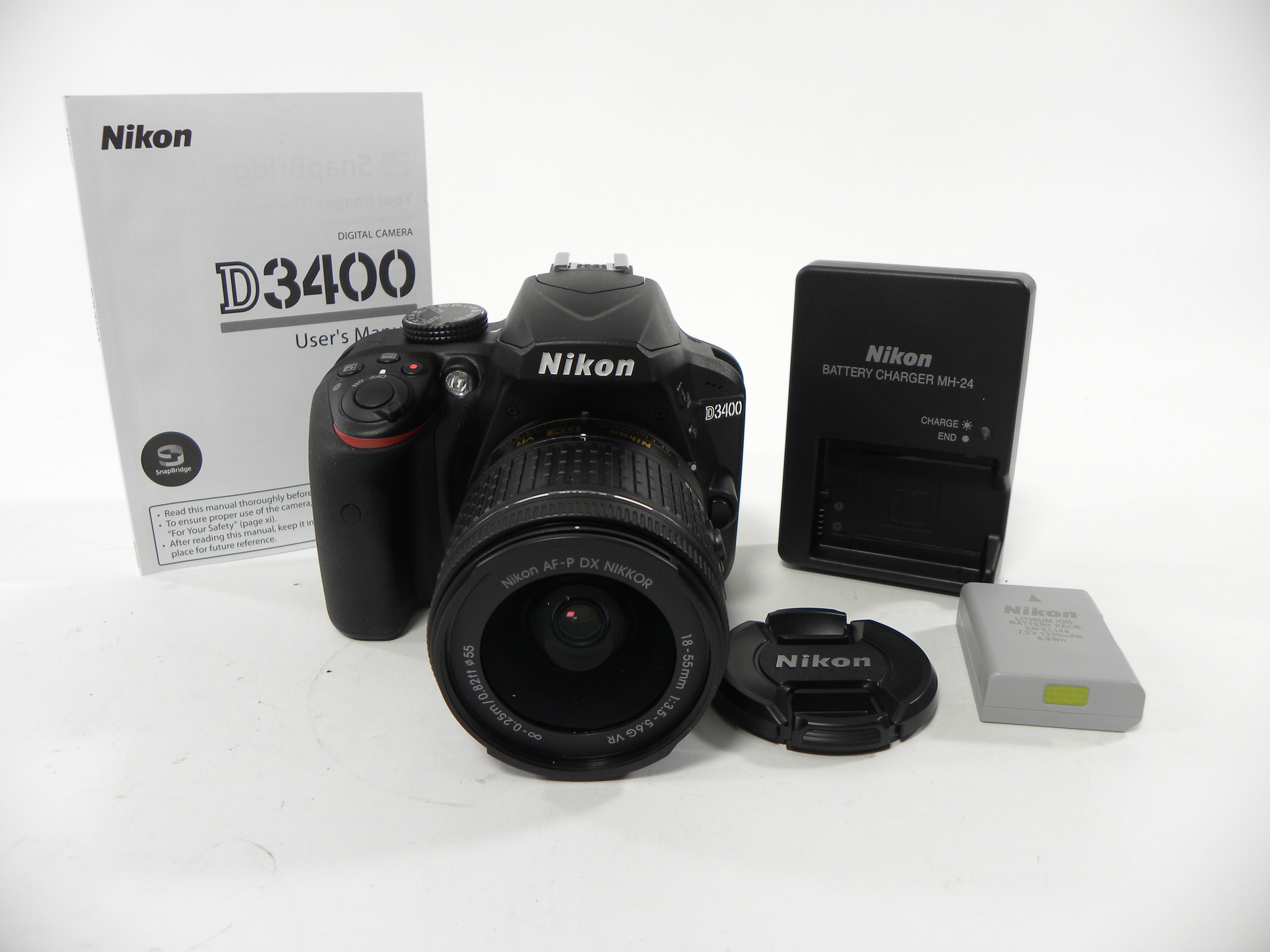 Nikon D3400 24.2mp Digital SLR w/Nikkor AF-P 18-55 Shutter Ct. #97