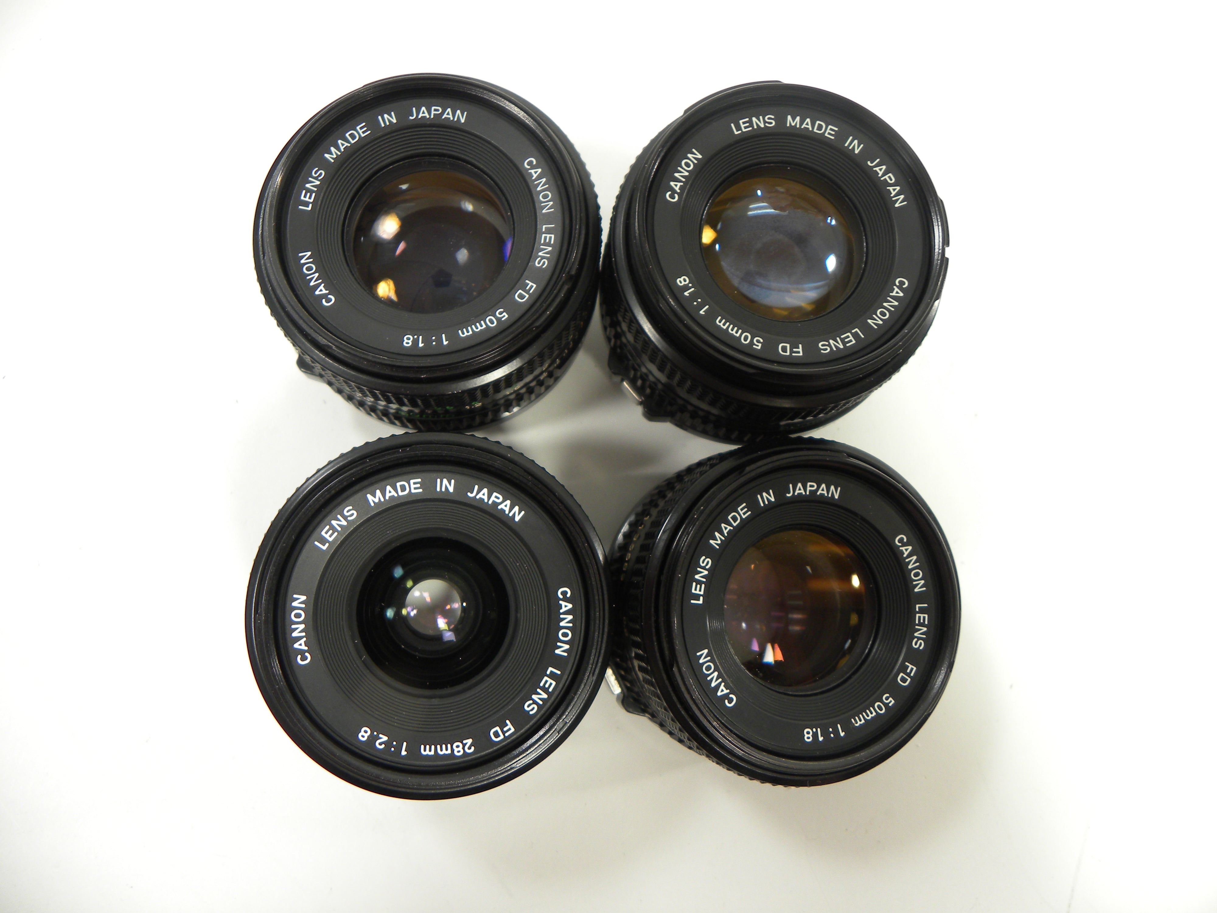 Canon FD 50mm f1.8 & 28mm f2.8 lot of 4 AS IS NO RETURNS!! (parts or repair)
