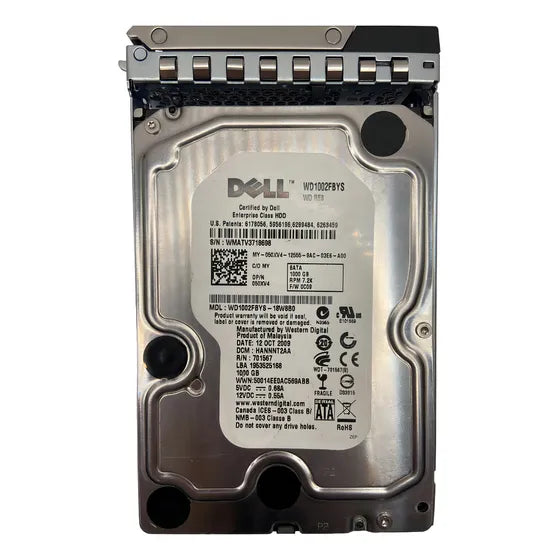 Hd Dell 1tb 7.2k 3.5 Sata 6gb 050xv4 50xv4 Gaveta R440 R540 * Cor Prateado
