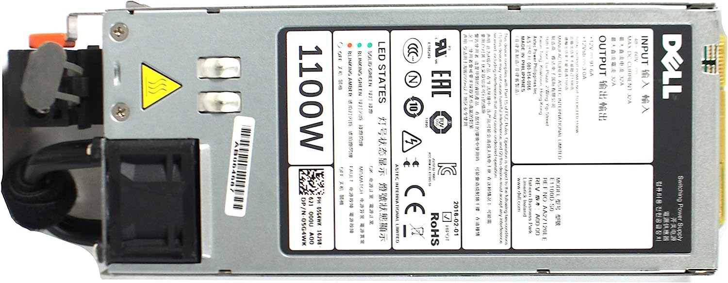 Fuente de alimentación redundante de CC de 1100 W Dell para el servidor PowerEdge R520 PN: C7JTF Y1MGX ​​5G4WK Fonte