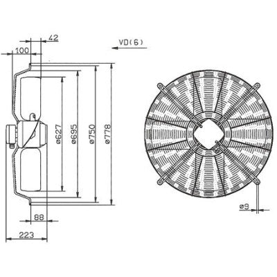 FB063-6DK.4I.6S ZIEHL-ABEGG Axial Fan 3~400V 0.72kW 2.4A 870rpm