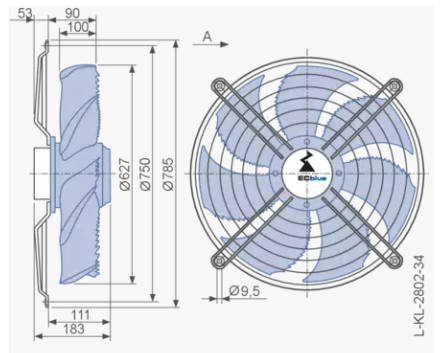 FN063-ZIW.GG.A7P3 ZIEHL-ABEGG Axial Fan 3~380/480V 3.6 kW 5.8/4.6 A