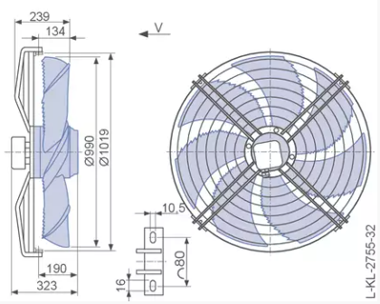 FN100-SDS.7Q.V5P1 ZIEHL-ABEGG Axial Fan 3~400V 3.1 /1.95kW 5.6/3.4A 870/660rpm