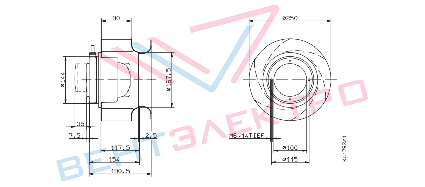 RH25M-2DK.3B.1R  ZIEHL-ABEGG centrifugal fan 3-230/400v 50HZ 2730RPM
