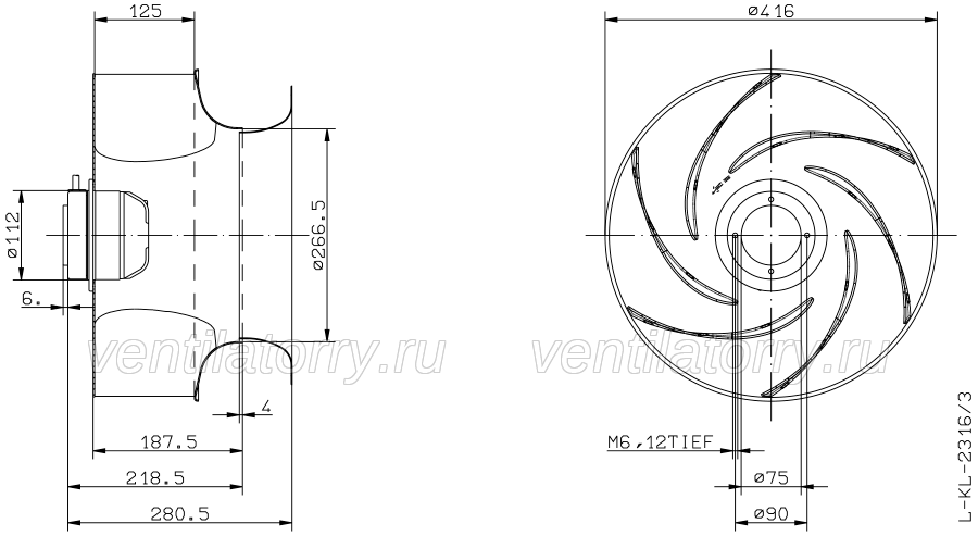 Brand new RH40G-6EK.2F.1R ZIEHL-ABEGG centrifugal fan  1-230V 50HZ
