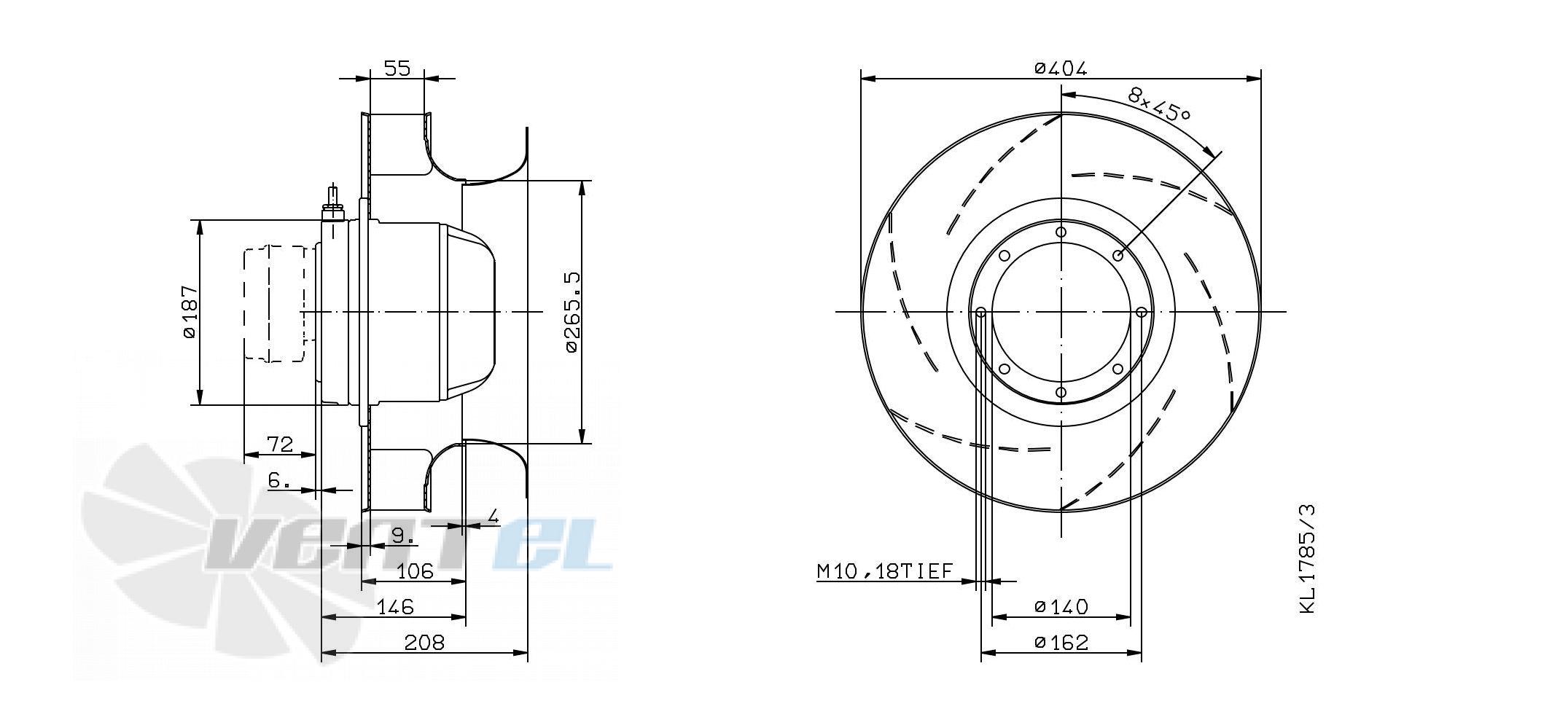 Brand new RH40M-2DK.6K.2R ZIEHL-ABEGG centrifugal fan 3-400V 50HZ