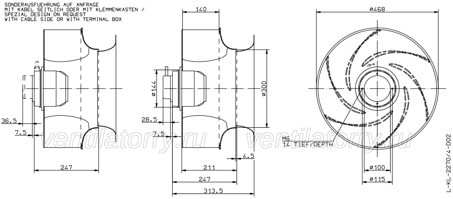 Brand new RH45G-6EK.4F.1R ZIEHL-ABEGG centrifugal fan 1-230V 50HZ