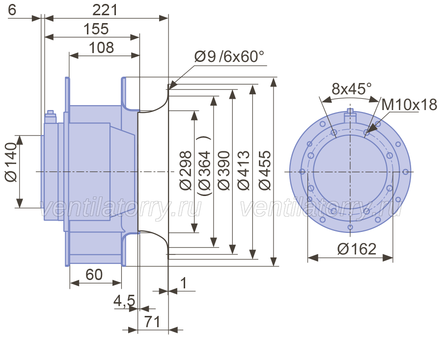 Brand new RH45M-2DK.6K.2R  ZIEHL-ABEGG centrifugal fan 3-230/400V 50HZ