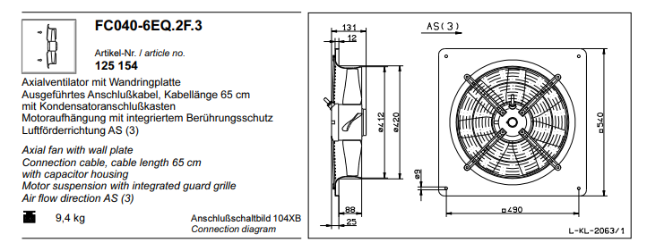 FC040-6EQ.2F.3 ZIEHL-ABEGG Axial Fan