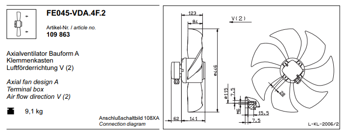 FE045-VDA.4F.2 ZIEHL-ABEGG Axial Fan