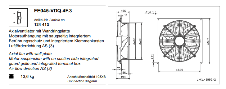 FE045-VDQ.4F.3 ZIEHL-ABEGG Axial Fan
