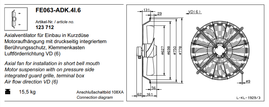 FE063-ADK.4I.6 ZIEHL-ABEGG Axial Fan