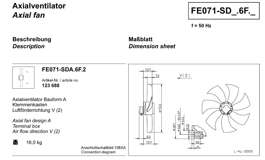 FE071-SDA.6F.2 ZIEHL-ABEGG Axial Fan