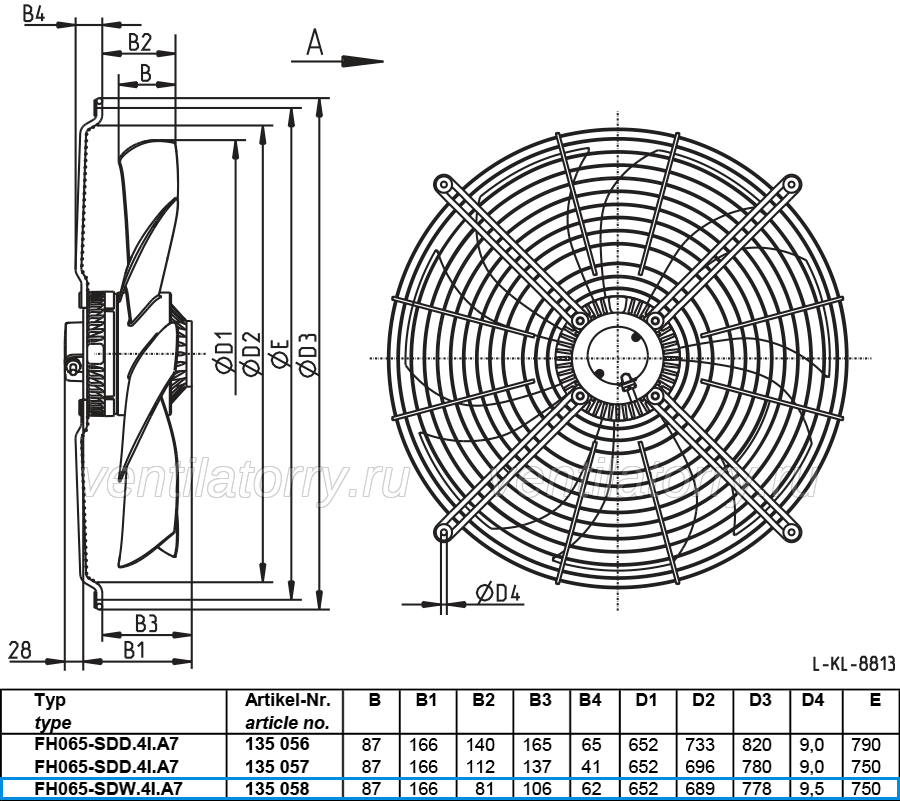 FH056-6EW.4F.A7 ZIEHL-ABEGG Axial Fan