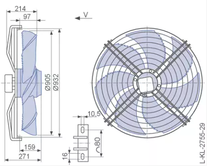 FN091-ADQ.6N.V7P2 ZIEHL-ABEGG Axial Fan 0.54 kW 1.1 A 500 rpm