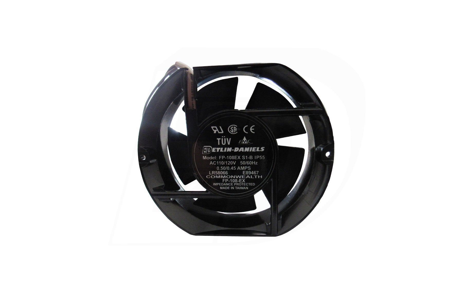 FP-108-EX-120V-S1-BW - Round AC Axial Fan - 38 Watts  .5A 120V - 3100 RPM - 235 CFM - Sleeve Bearing - 6.7 Inch x 5.9 Inch - UL Listed CSA Approved - Image 2
