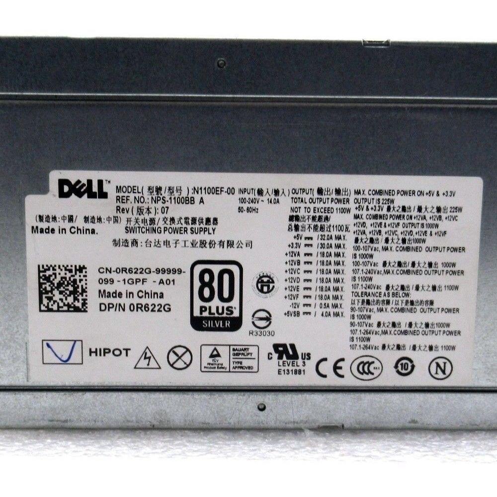 Fonte Dell R622G Precision T7500 PSU 1100W Watt Server Power Supply N1100EF-00 0R622G