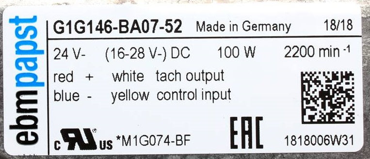 G1G146-BA07-52 ebm papst centrifugal fan