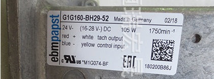 G1G160-BH29-52 Ebm-papst centrifugal fan 105W 24V