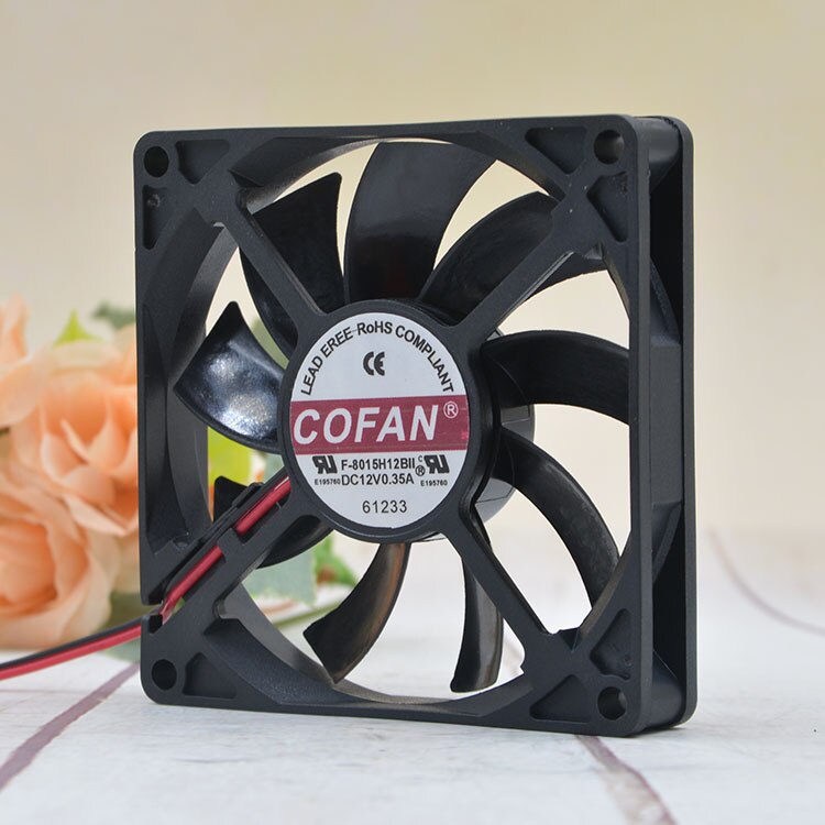 COFAN F-8015H12BII 80x80x15mm 12V DC 0.35A Axial Cooling Fan