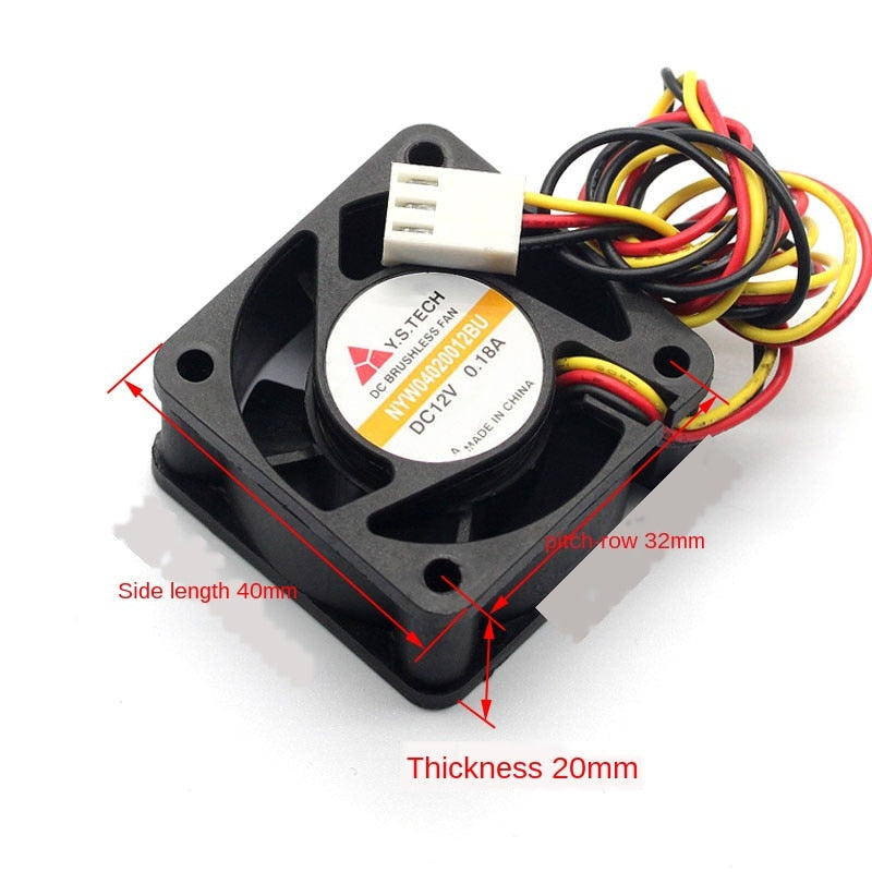 Y.S.Tech NYW04020012BU 40x40x20mm 12V DC 0.18A Axial Cooling Fan