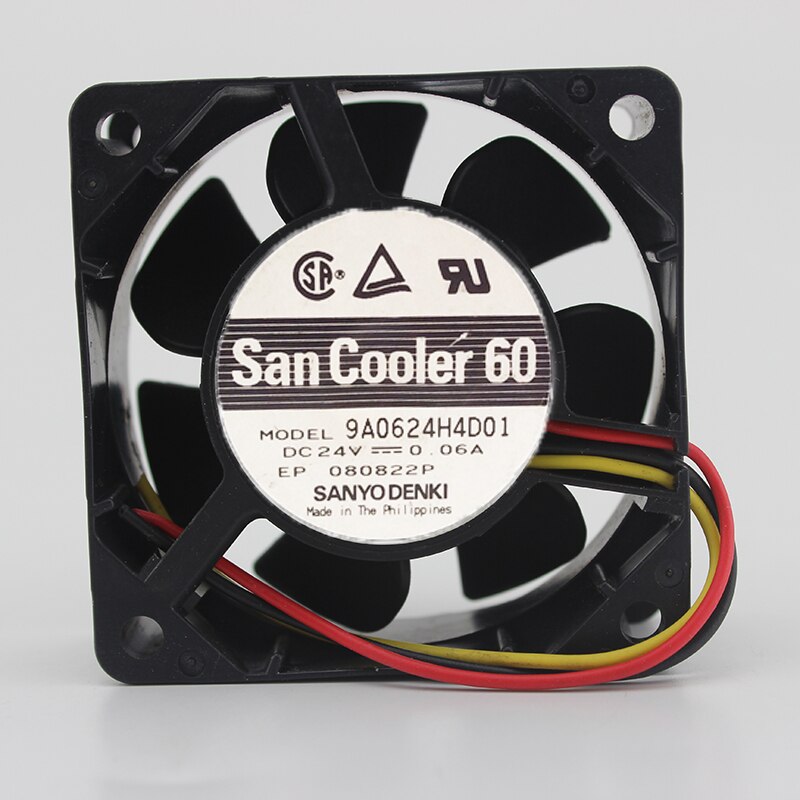 Sanyo Denki 9A0624H4D01 60x60x25mm 24V DC 9A 3-Wire Axial Cooling Fan