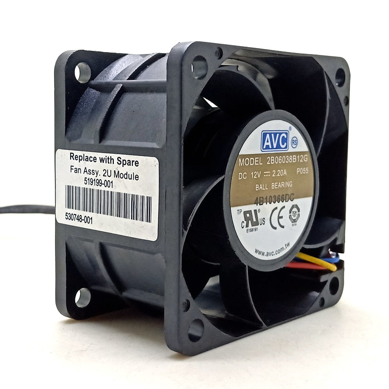 AVC 2B06038B12G 12V DC 60x60x38mm Brushless Cooling Fan