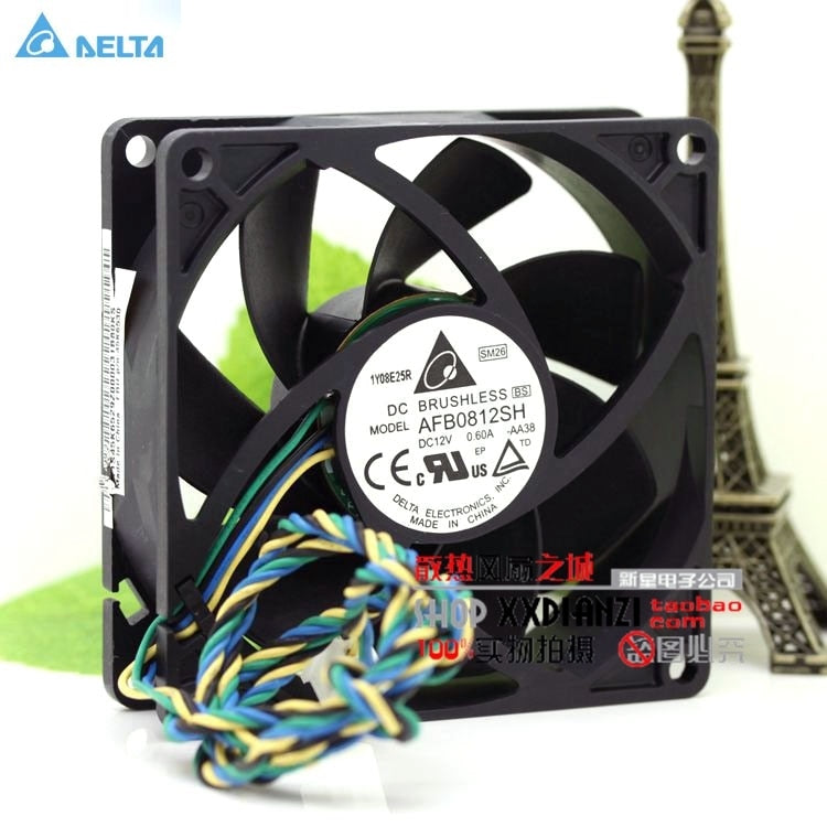 Delta AFB0812SH 80x80x25mm 12V DC 0.6A 4-Wire Axial Cooling Fan