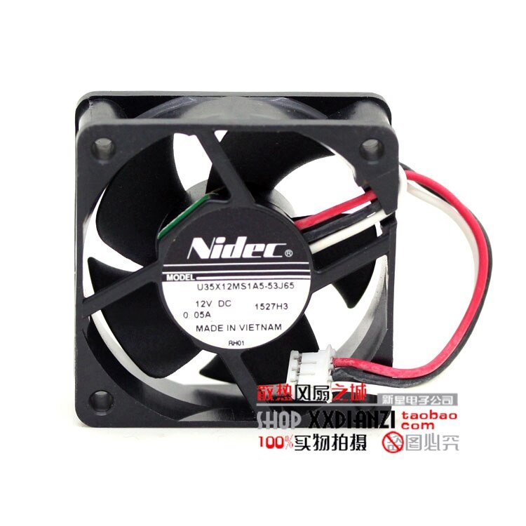 Nidec U35X12MS1A5-53J65 35x12x25mm 12V DC 0.05A Axial Cooling Fan