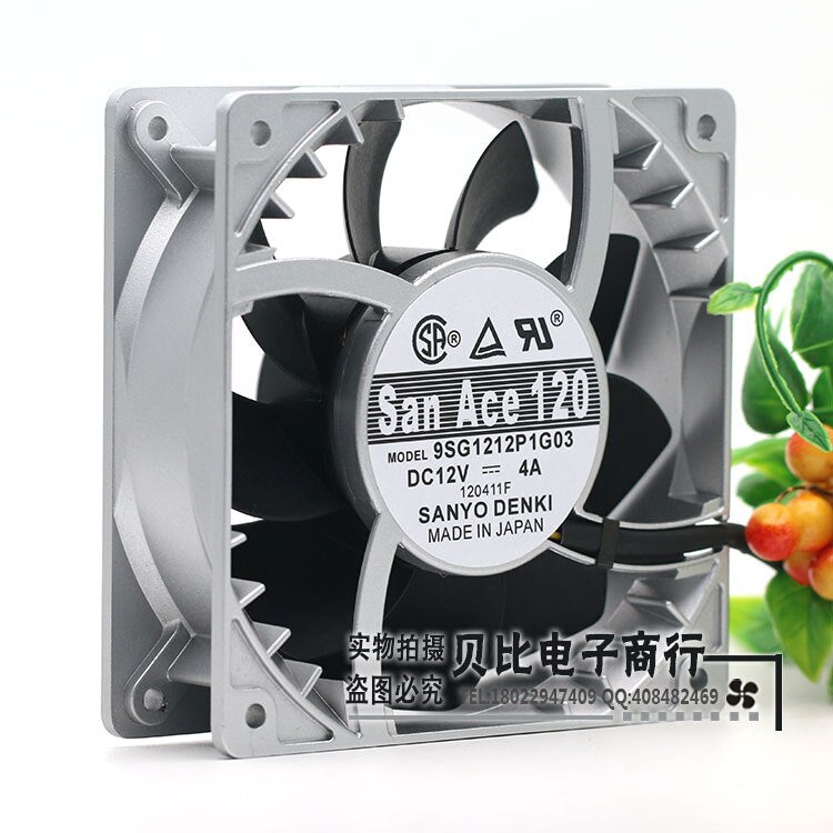 Sanyo Denki 9SG1212P1G06 120x120x38mm 12V DC 4A Axial Cooling Fan