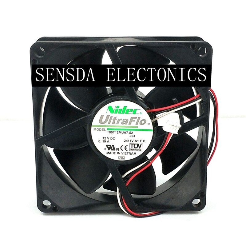 T80T12MUA7-52 80x80x25mm 12V DC 0.19A Axial Cooling Fan