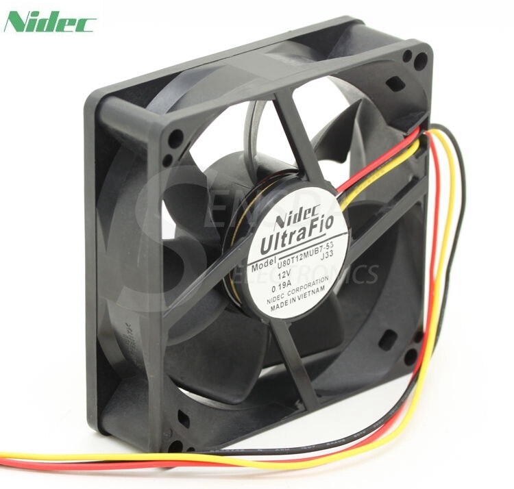 Nidec U80T12MUB7-53 80x80x25mm 12V DC 0.19A Axial Cooling Fan