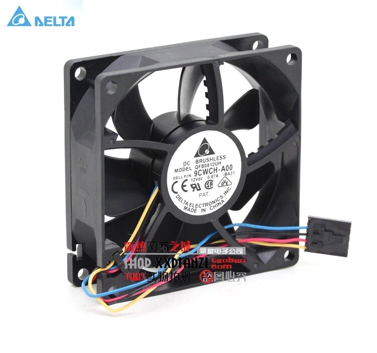 Delta QFR0812UH 80x80x25.4mm 12V DC 0.87A 4-Wire Axial Cooling Fan