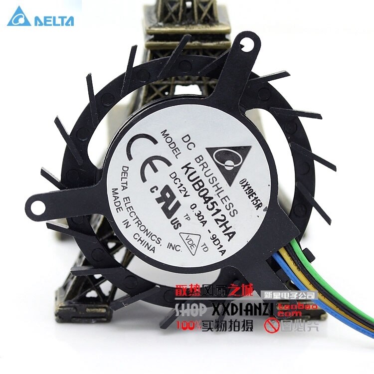 Delta KUB04512HA 45x45x10mm 12V DC 0.3A 4-Wire Axial Cooling Fan