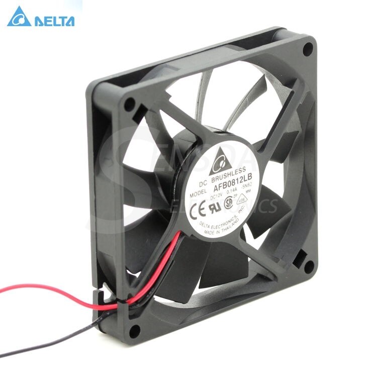 Delta AFB0812LB 80x80x15mm 12V DC 0.090A 2-Wire Axial Cooling Fan