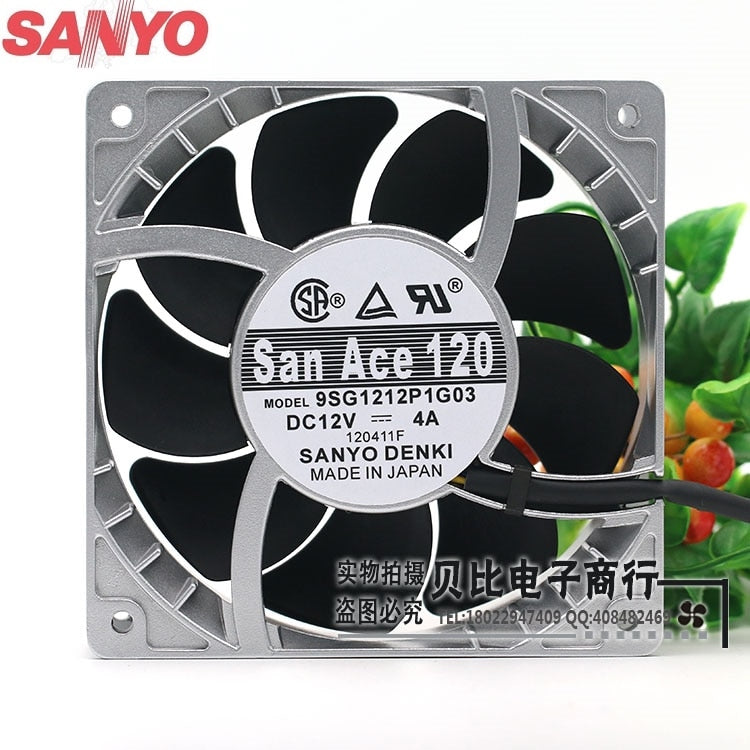 Sanyo Denki 9SG1212P1G06 120x120x38mm 12V DC 4A Axial Cooling Fan